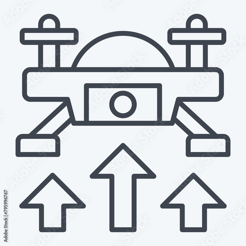 Icon Fly Up. related to Drone symbol. line style. simple design illustration 1