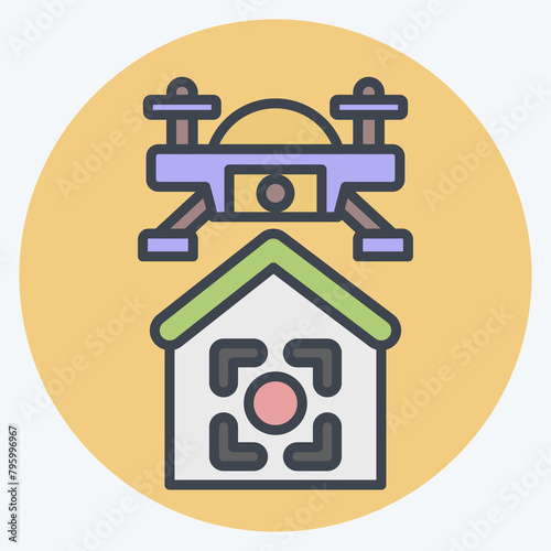 Icon Drone Location. related to Drone symbol. color mate style. simple design illustration