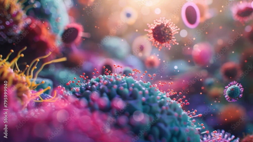 Colorful microbe cells Colorful microbe cells