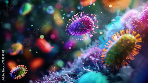 Colorful microbe cells