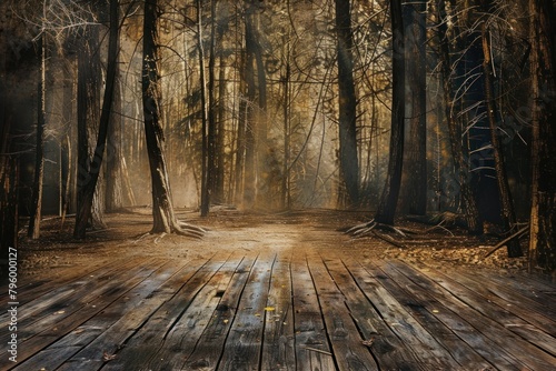 Empty forest stage backgrounds landscape sunlight. © Rawpixel.com