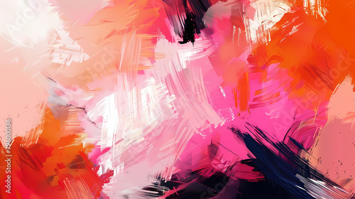 digital expressionism painting of an orange and red flower