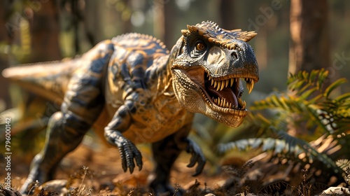 Design a 3D rendering illustrating dinosaur animals 