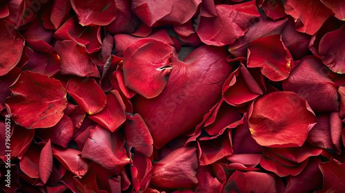 Close up of rose petals in the shape of a heart