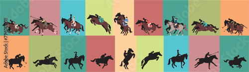 horse riders set illustration
