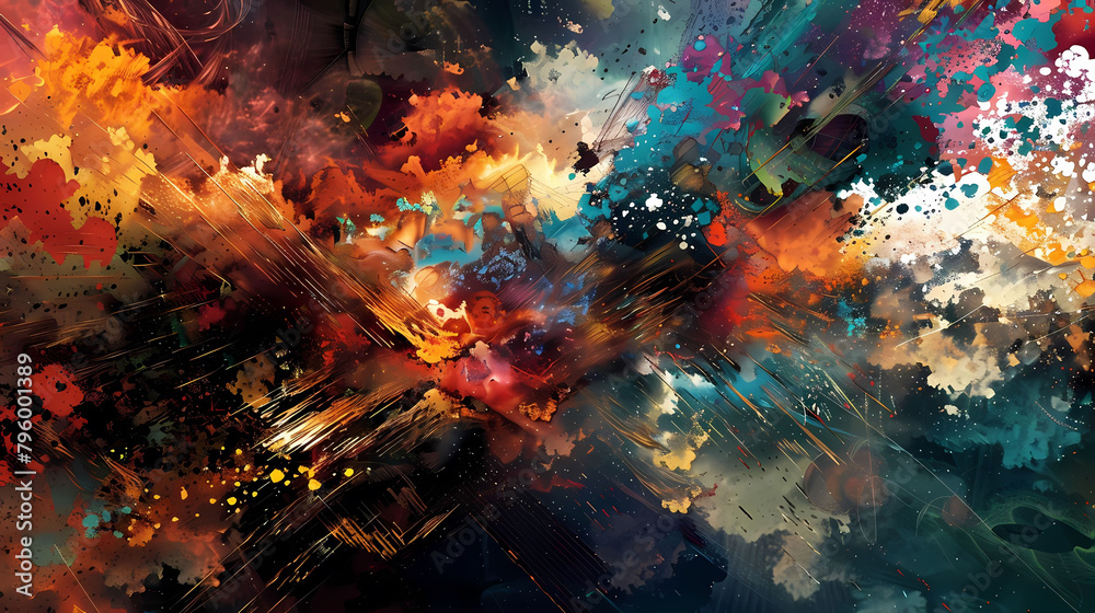 digital fusion painting featuring a colorful array of objects including a laptop, a smartphone, a b digital fusion painting featuring a colorful array of objects including a laptop, a smartphone, a b
