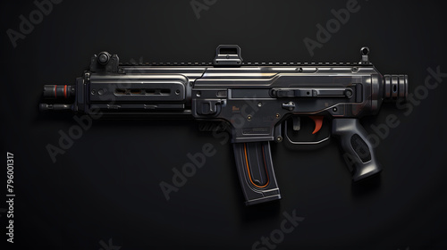 Submachine gun SMG game icon 3d photo