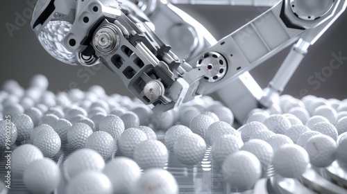 The robot's gripper mechanism, showcasing how it delicately picks up each golf ball  photo
