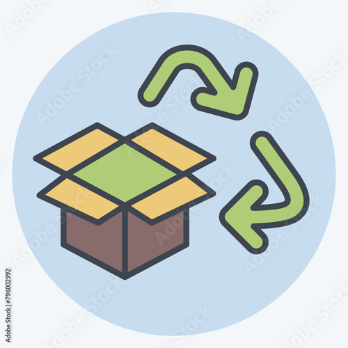 Icon Carboard Recycling. related to Recycling symbol. color mate style. simple design illustration