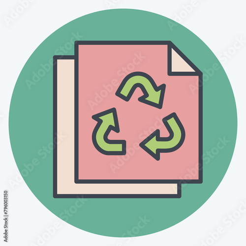 Icon Paper Recycling. related to Recycling symbol. color mate style. simple design illustration