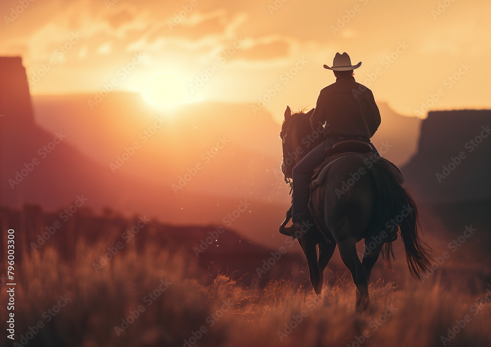 Cowboy Riding Into The Sunset - On Horseback - Cowboy Photography - Professional Country Western Images