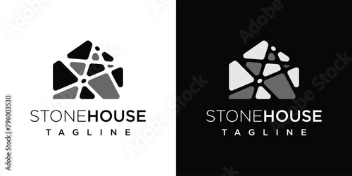 brick or stone house logo design template icon illustration