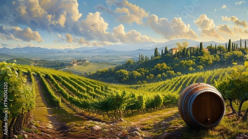 Barrel of wine in Vineyard