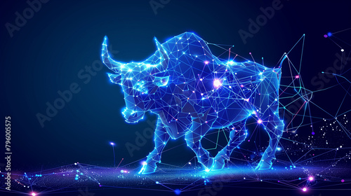 Digital Bull Constellation in Space, Symbolizing Taurus and Strength