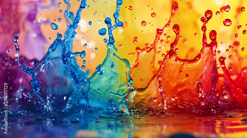 visual abstraction of a colorful liquid with drops of water