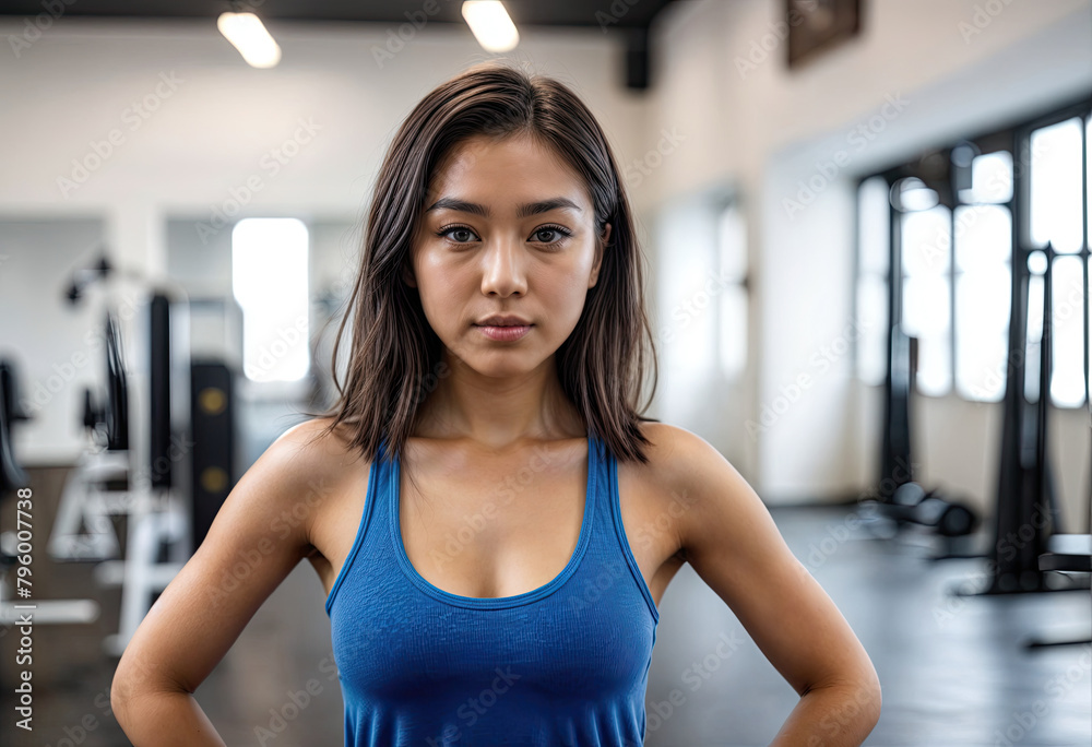 Stunning Woman with Naturally Curly Hair Working Out at the Gym