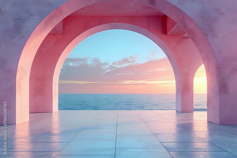 Minimalist Serenity: Archway with Soft Gradient Sky