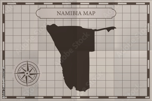 Namibia old classic country map. Vintage antique map paper style.