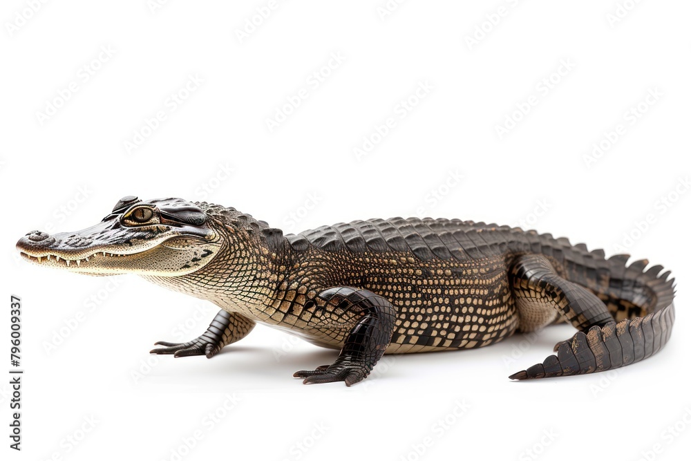 Naklejka premium Alligator side view reptile animal lizard.