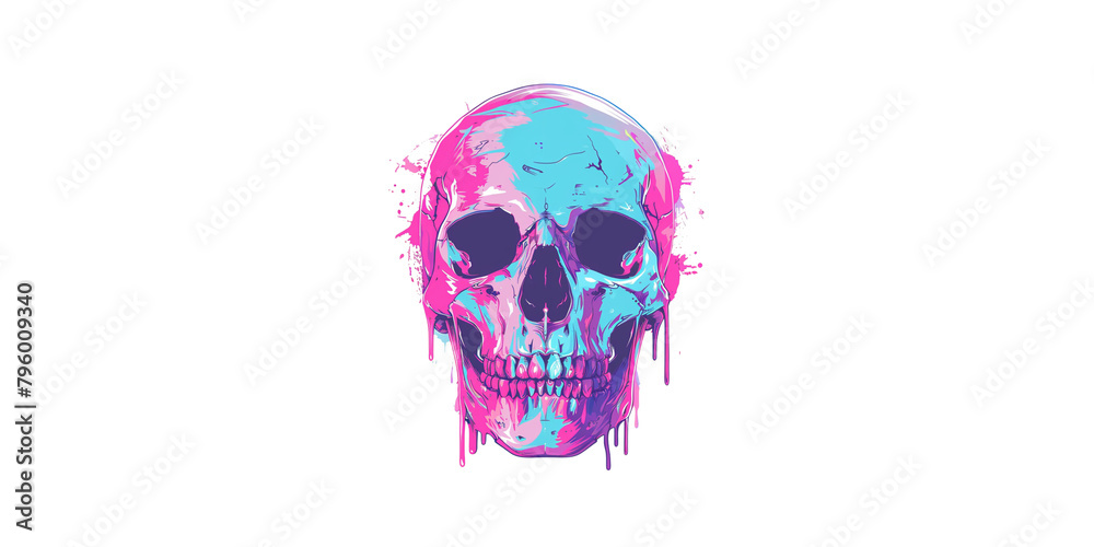 Fototapeta premium skull, illustration with flat colors on a white background