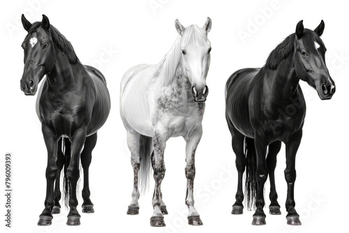 horses isolated on white