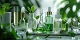 Eco skin care beauty products in laboratory development concept