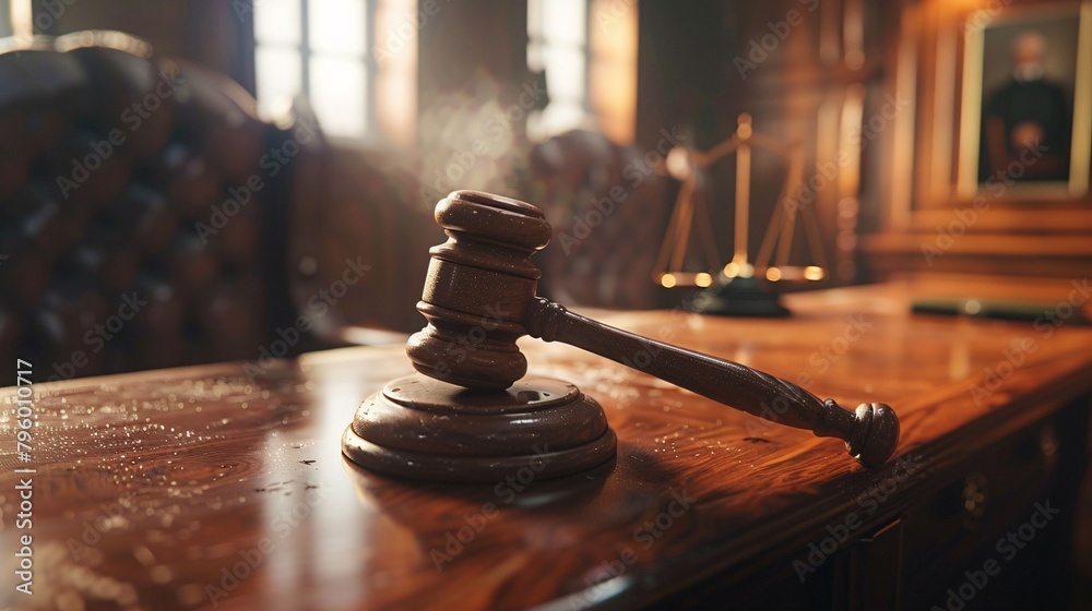 close up on the gavel of the judges table . Close-up of gavel on judge desk, symbolizing court trial, justice and legal decisions in courtroom close up on the gavel of the judges table . Close-up of gavel on judge desk, symbolizing court trial, justice and legal decisions in courtroom