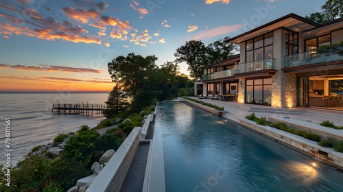 In the exclusive Hamptons, New York, a Mediterranean-inspired villa boasts a sprawling garden, private beach access, an outdoor pool, and a manicured lawn.