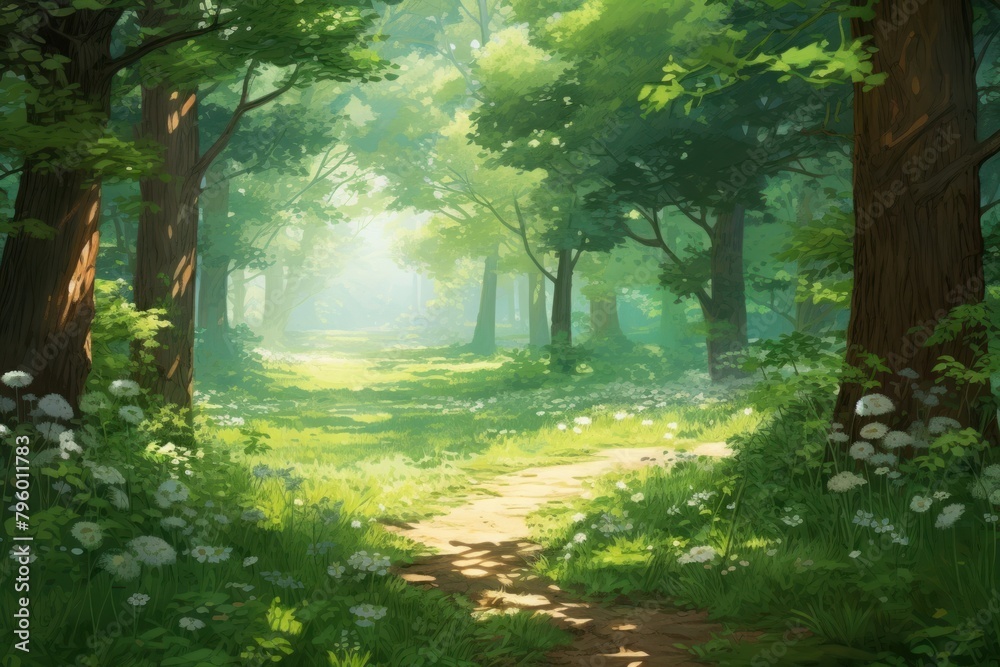 Obraz premium Forest green landscape sunlight