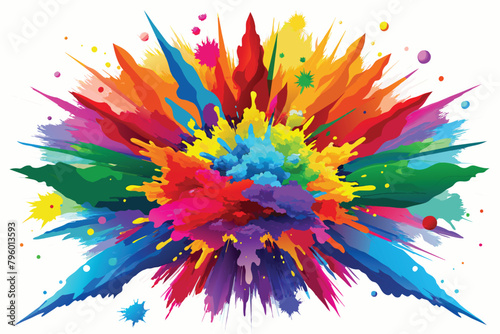 colorful rainbow holi paint color powder explosion vector, isolated wide Turkish Red panorama background