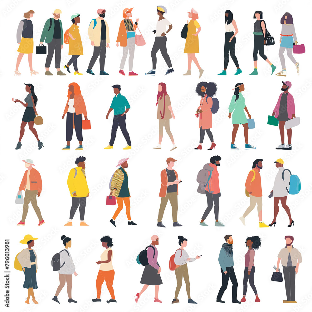 People Parade Clipart Collection on white background