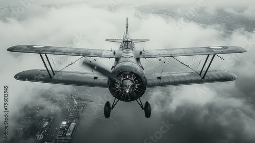 Old fighter aircraft in black and white