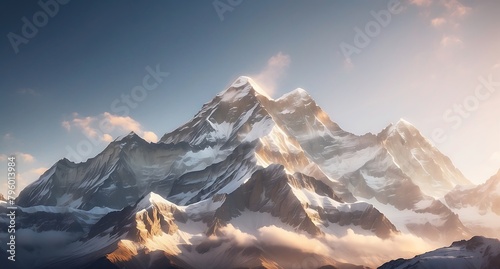 Beautiful landscape of Himalayas mountains at sunset, Nepal.