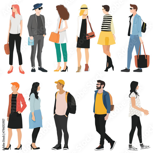 People Parade Clipart Collection on white background