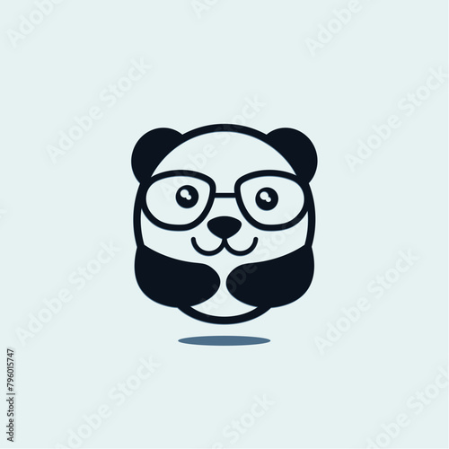 panda combination with glasses vector logo,
