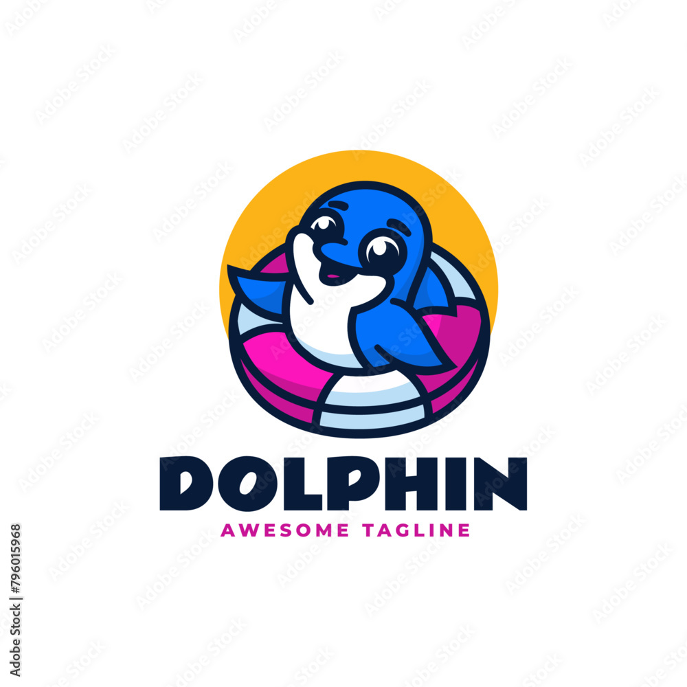 Vector Logo Illustration Dolphin Mascot Cartoon Style. Vector Logo Illustration Dolphin Mascot Cartoon Style.