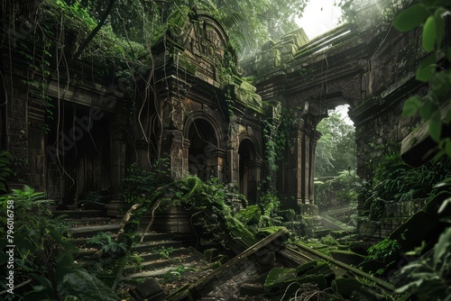 Journey back in time as you wander through the overgrown ruins of an ancient civilization, where nature has reclaimed what was once lost to the ages, Generative AI