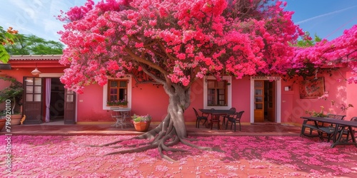 Fototapeta Naklejka Na Ścianę i Meble -  the giant bougainvillea tree in front 