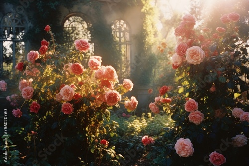 A rose garden sunlight outdoors flower