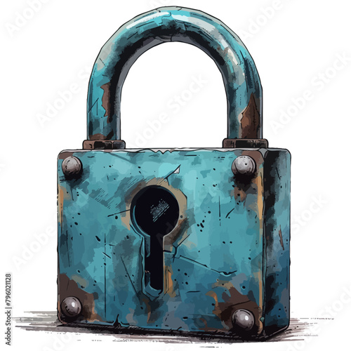 Illustration of a closed padlock with a keyhole on a white background