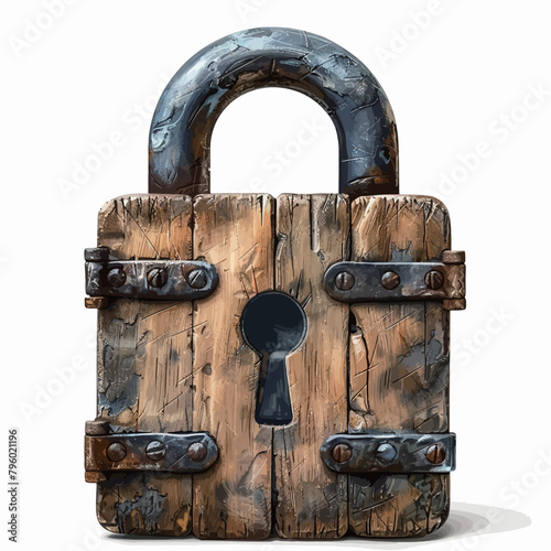 Illustration of a closed padlock with a keyhole on a white background