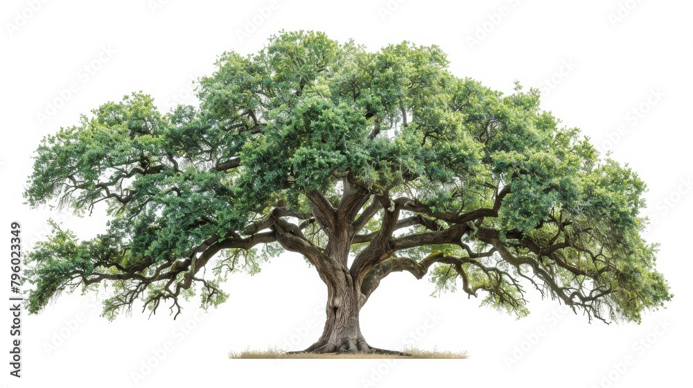 Majestic oak tree isolated on a white background, full leaf canopy Majestic oak tree isolated on a white background, full leaf canopy