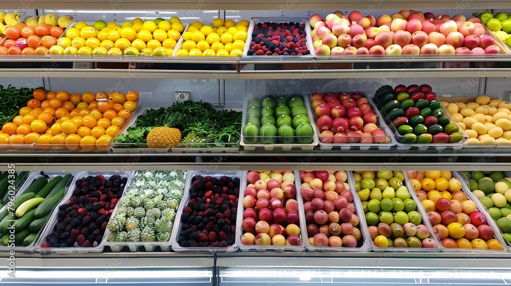 fruit and vegetables in refrigerated in modern supermarket