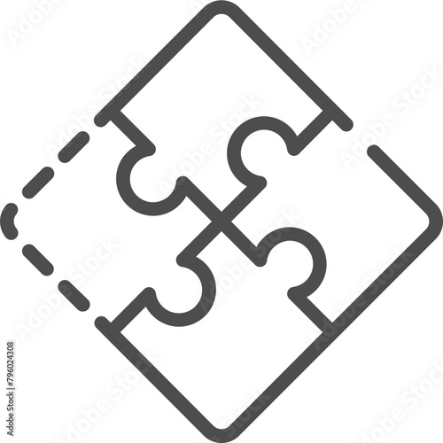 Puzzle outline icon on white background