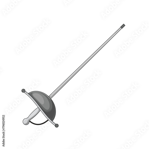 Fencing sword for sport, logo design. Flat outline isolated on white background