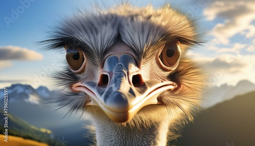 ai generative of big eye of the ostrich in nature