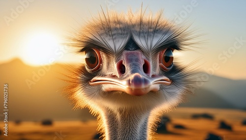 ai generative of close-up of the camel bird with blur in view