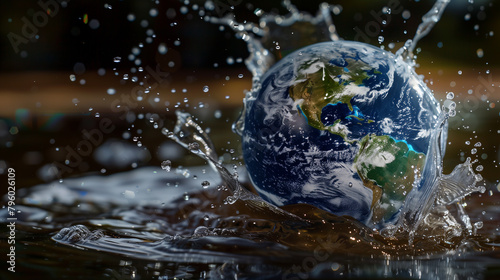 Global Environment Concept with Water Splash and Earth