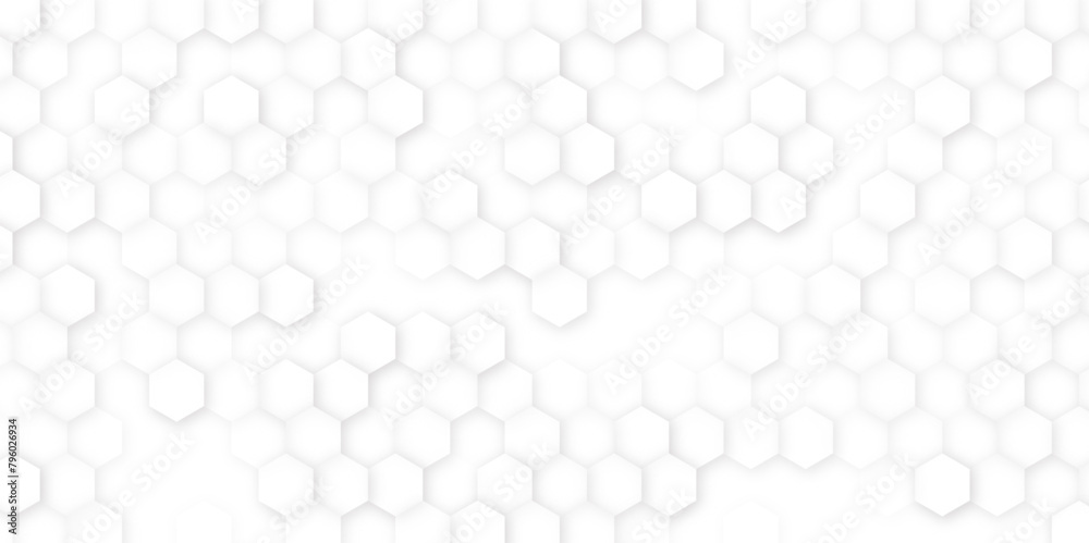 Vector banner design, white background with hexagon pattern. Abstract white hexagon background for backdrop, web, banner, Vector illustration