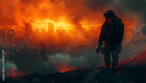 A firefighter courageously battles a fierce forest fire, working tirelessly to protect the landscape and wildlife from the advancing flames. forest fire and people responding to the fire
